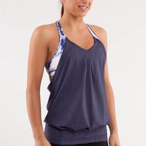 Lululemon Practice Freely Tank Heathered Deep Indigo/Ink Blot White Deep Indigo